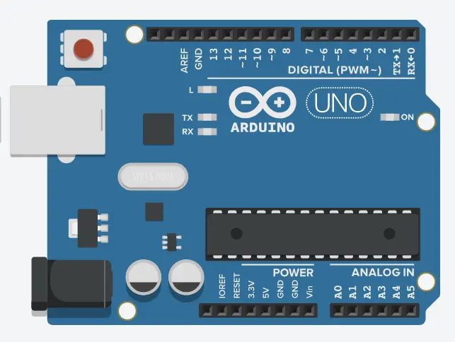 Imagen de la placa Arduino en Tinkercad
