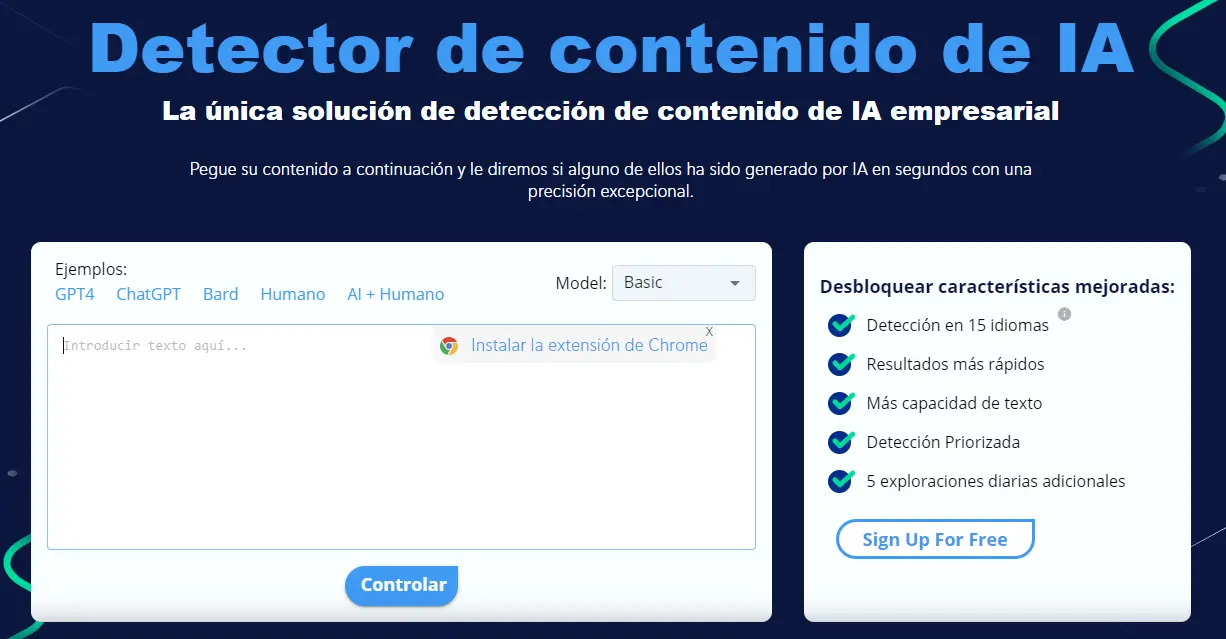 Imagen de la página del detector de IA Copyleaks