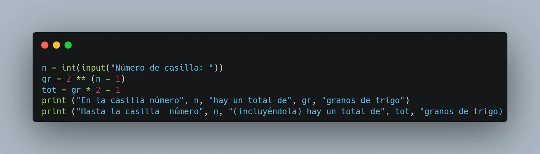 Fragmento de código en Python