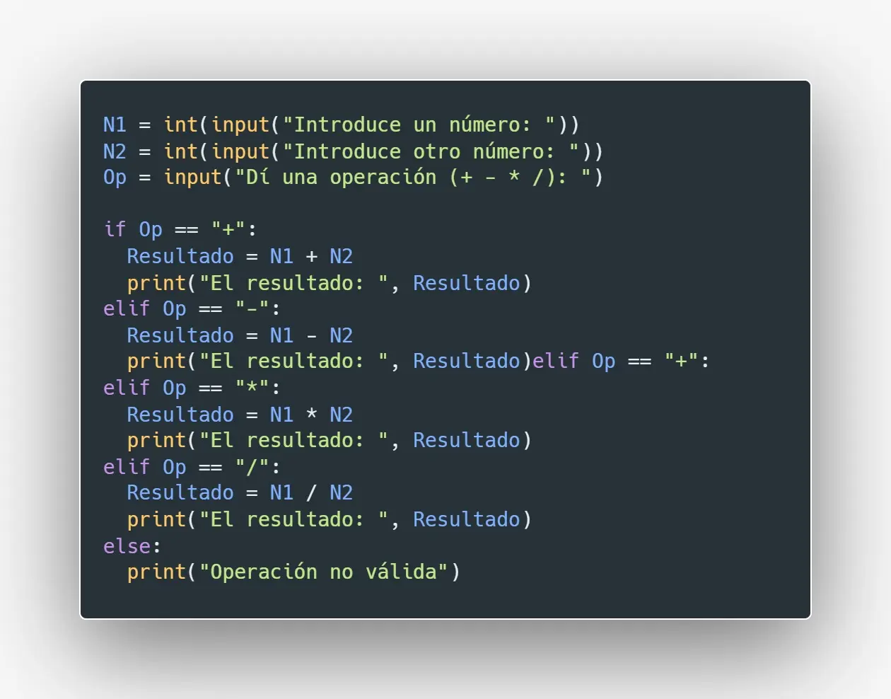 Fragmento de código en Python.