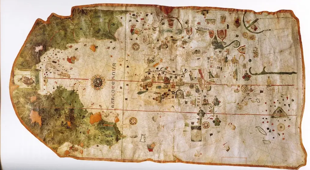 Fotografía del mapa de Juan de la Cosa.