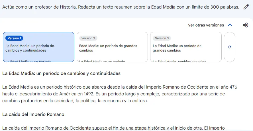 Imagen de la interfaz de Google Bard